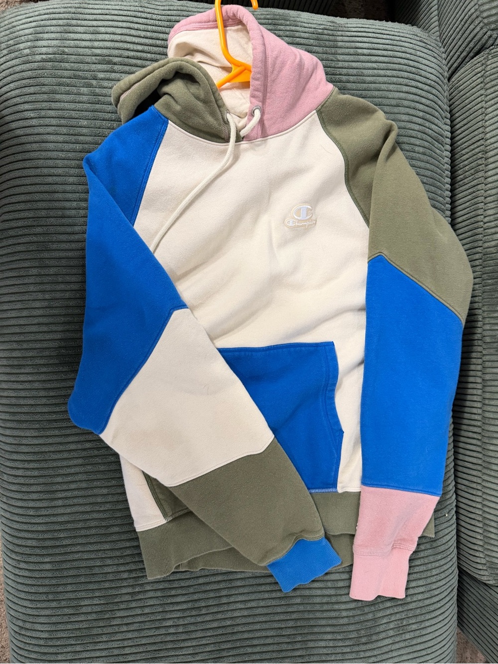 Champion Colorblock Crewneck Hoodie - Cream, Blue, Olive, Pink
